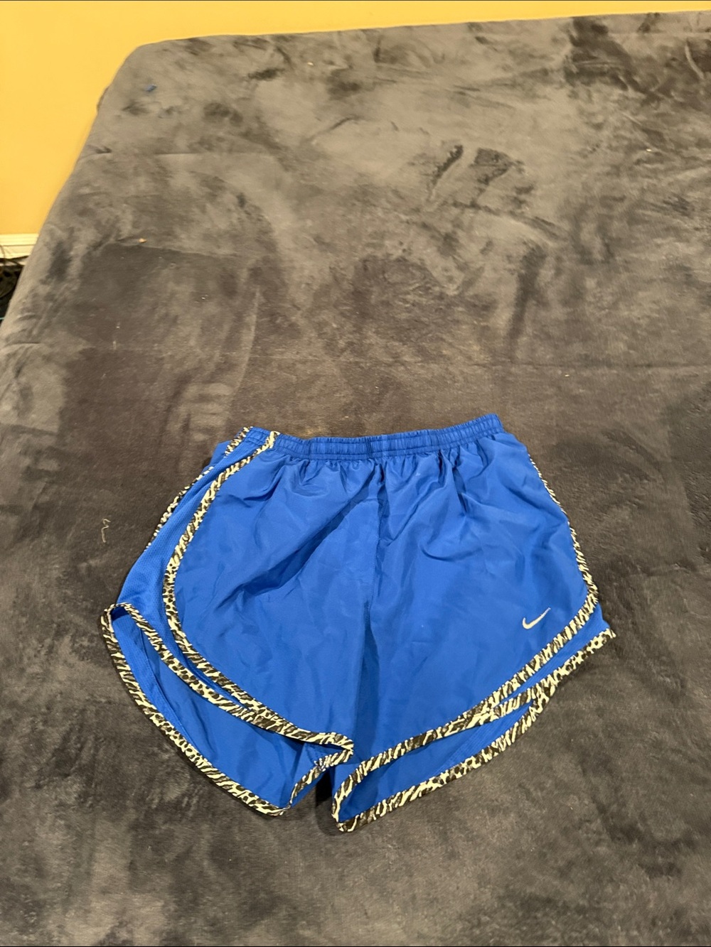 Nike Women’s Royal Blue Athletic Shorts with Leopard-Print Trim